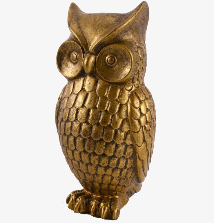 Interstil Uggla Deko, gyllene prydnad med detaljerad design