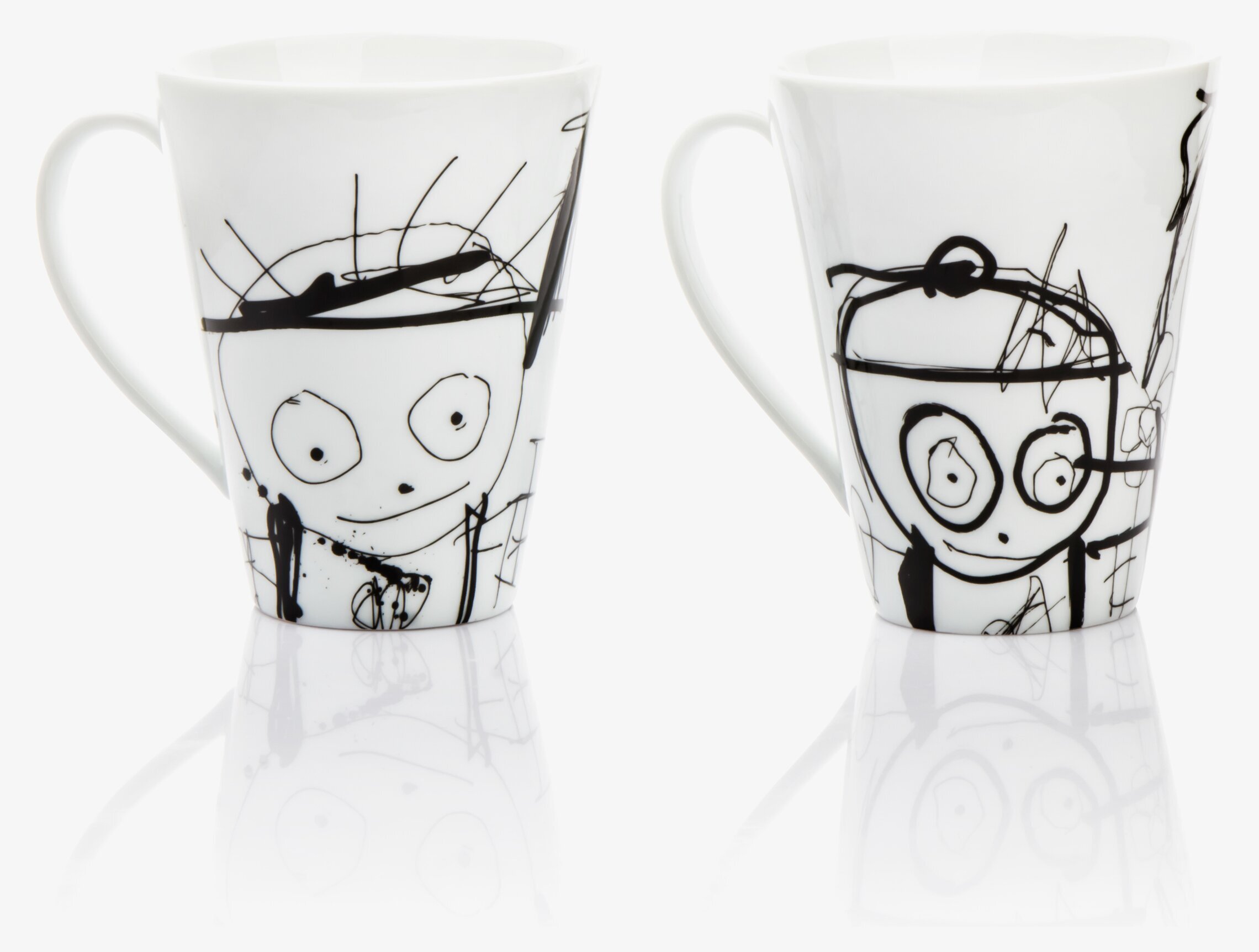 Mugg Great Guys Vit 2-Pack från Poul Pava med illustrationer