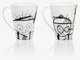 Mugg Great Guys Vit 2-Pack från Poul Pava med illustrationer