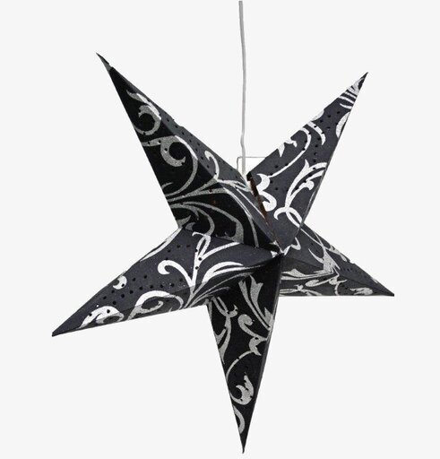 Julstjärna Svart Med Silverglitter från Interstil hänger