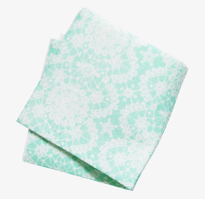 Disktrasor Lace Mint från Rice med mintgrön och vit spets