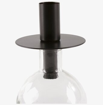 Ljusstake Flaska Svart från Interstil i glas och metall