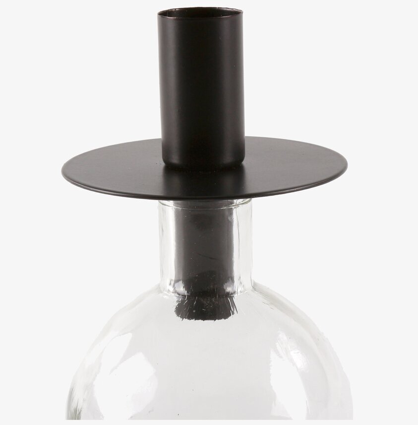 Ljusstake Flaska Svart från Interstil i glas och metall