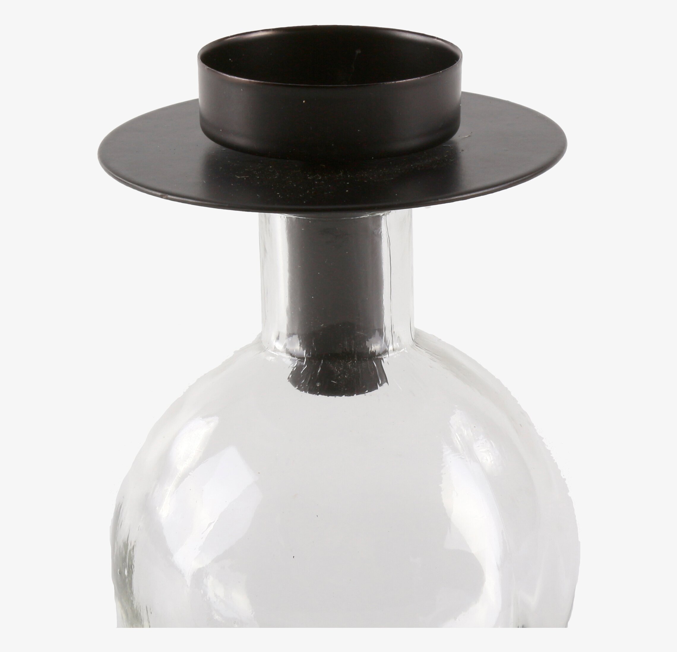 Värmeljusstake Flaska Svart från Interstil, glas och metall