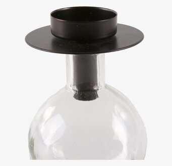 Värmeljusstake Flaska Svart från Interstil, glas och metall