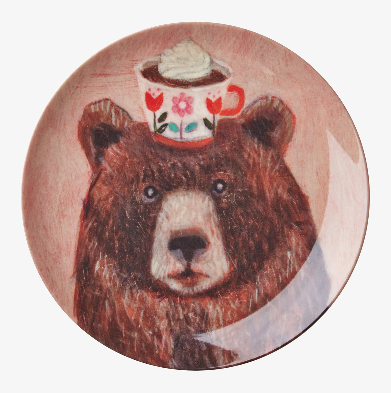 Assiett Andrea Björn från Rice med björn och kaffekopp motiv