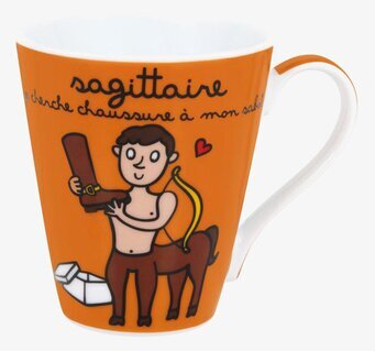 Mugg Skytt från Derriére la porte med färgglad centaur