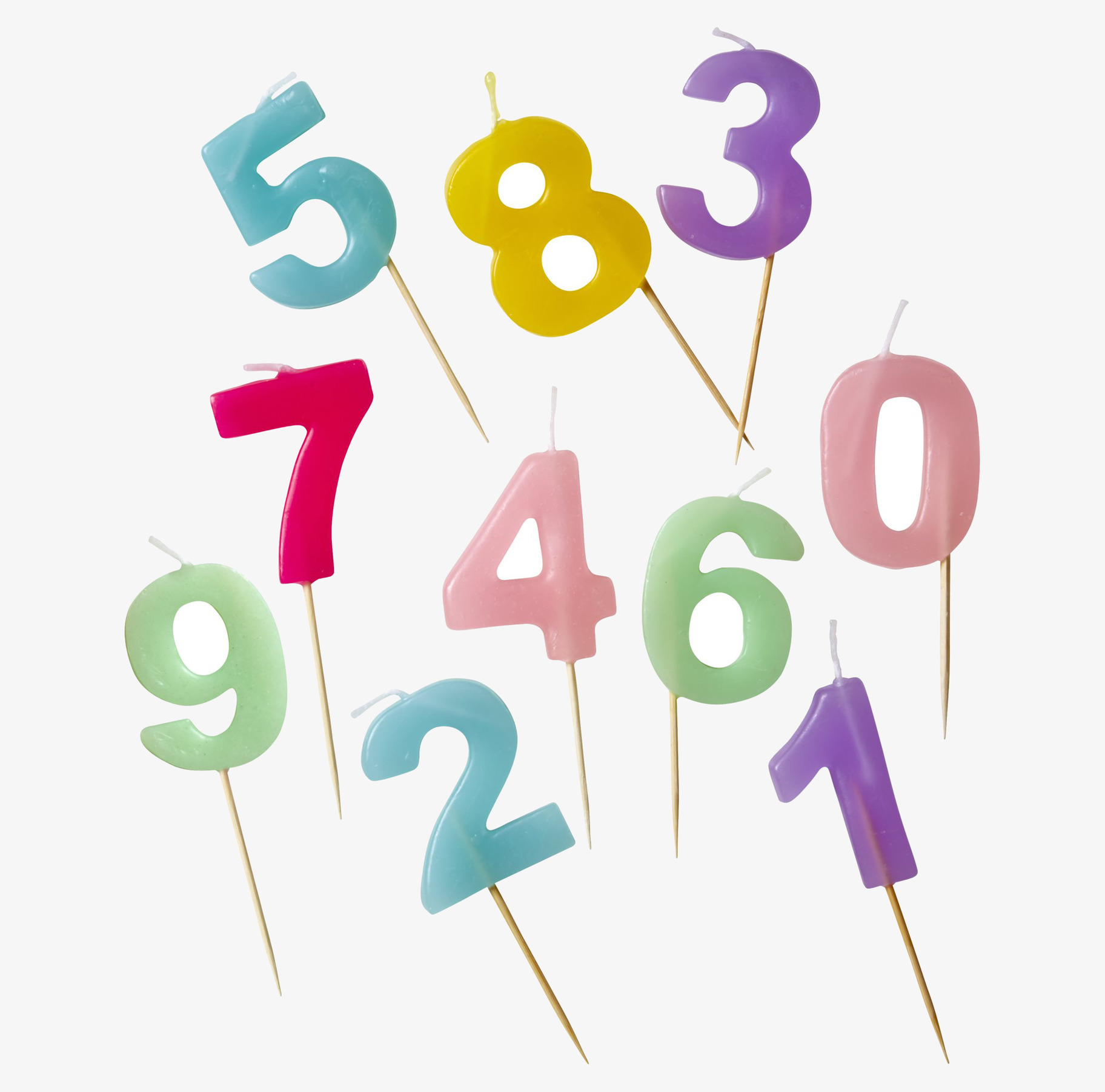 Tårtljus Med Nummer 0-9 från Rice i färgglada nyanser