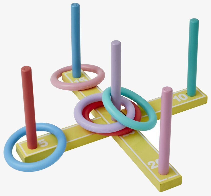 Wooden Ring Tossing Game från Rice med färgglada ringar
