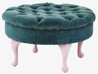 Puff Sittpall Petrol Velvet från Rice i petrolfärgad sammet