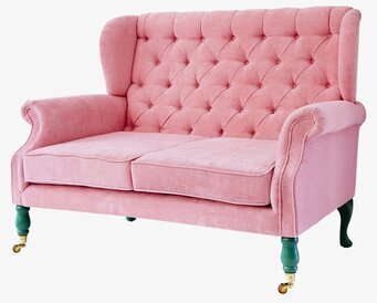 Soffa Pink Velvet 2-Sits från Rice med rosa sammetstyg