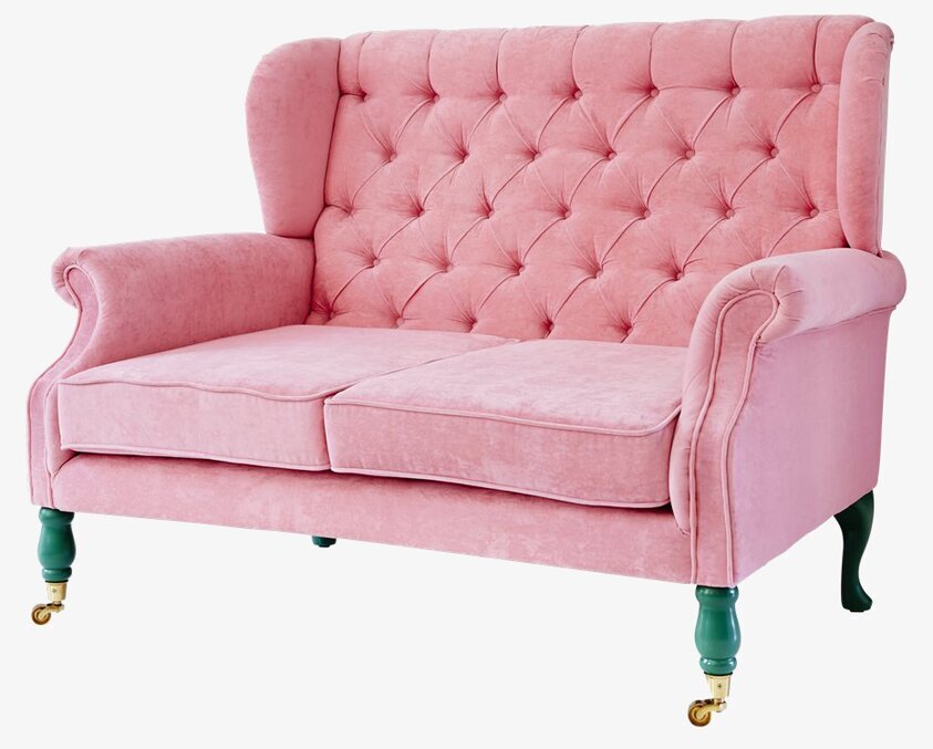 Soffa Pink Velvet 2-Sits från Rice med rosa sammetstyg