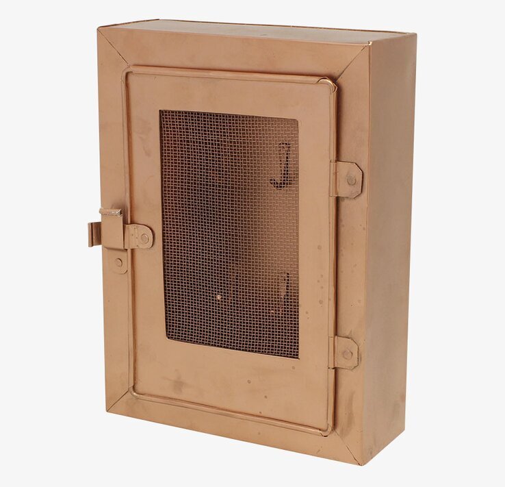 Bild av elegant nyckelskåp i koppar med nätdörr