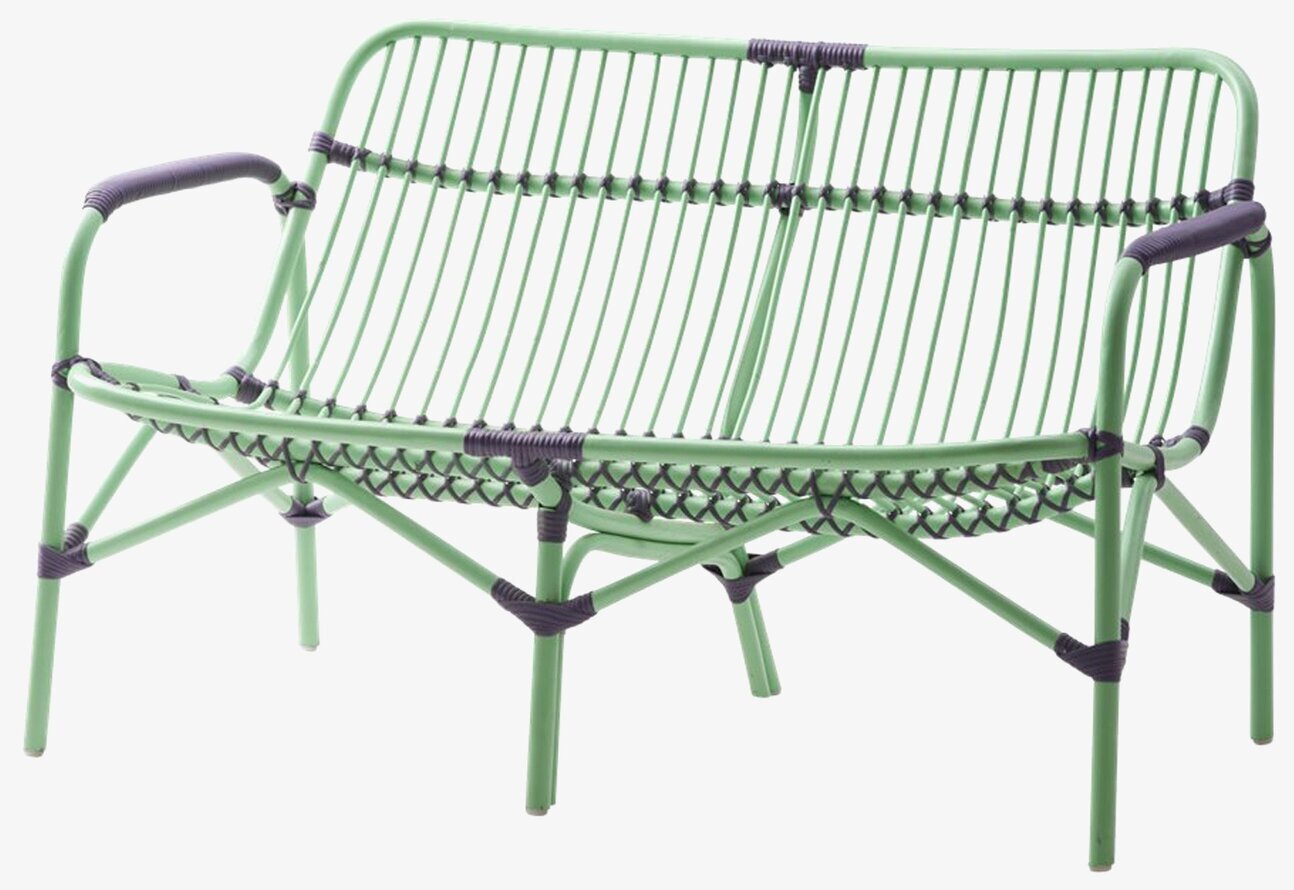 Cane 2 Seater Sofa Soft Green från Rice i enkel vit miljö