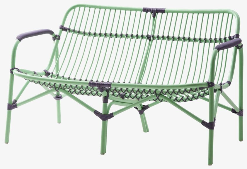 Cane 2 Seater Sofa Soft Green från Rice i enkel vit miljö