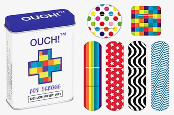 Första hjälpen-låda Art School från Ouch! med färgglada plåster