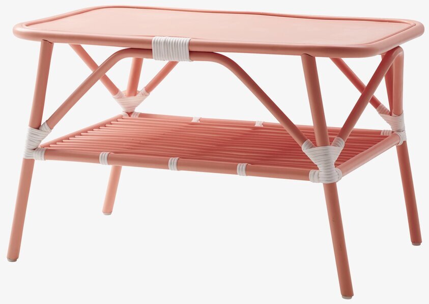 Cane Coffee Table Soft Coral från Rice i korallfärgad bambu