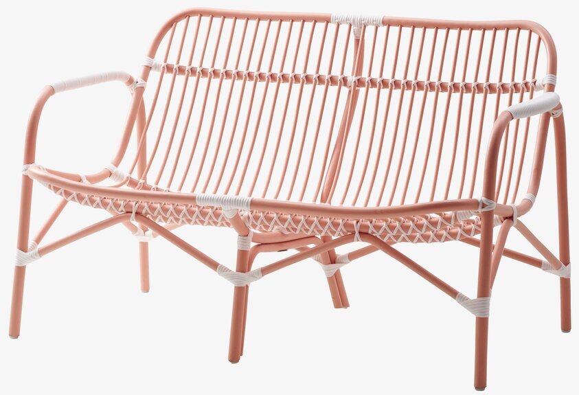 Cane 2 Seater Sofa Soft Coral från Rice i ljus miljö