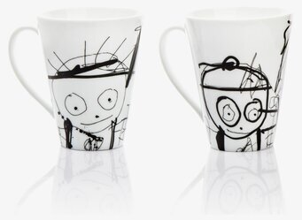 Mugg Great Guys Vit 2-Pack från Poul Pava med figurer