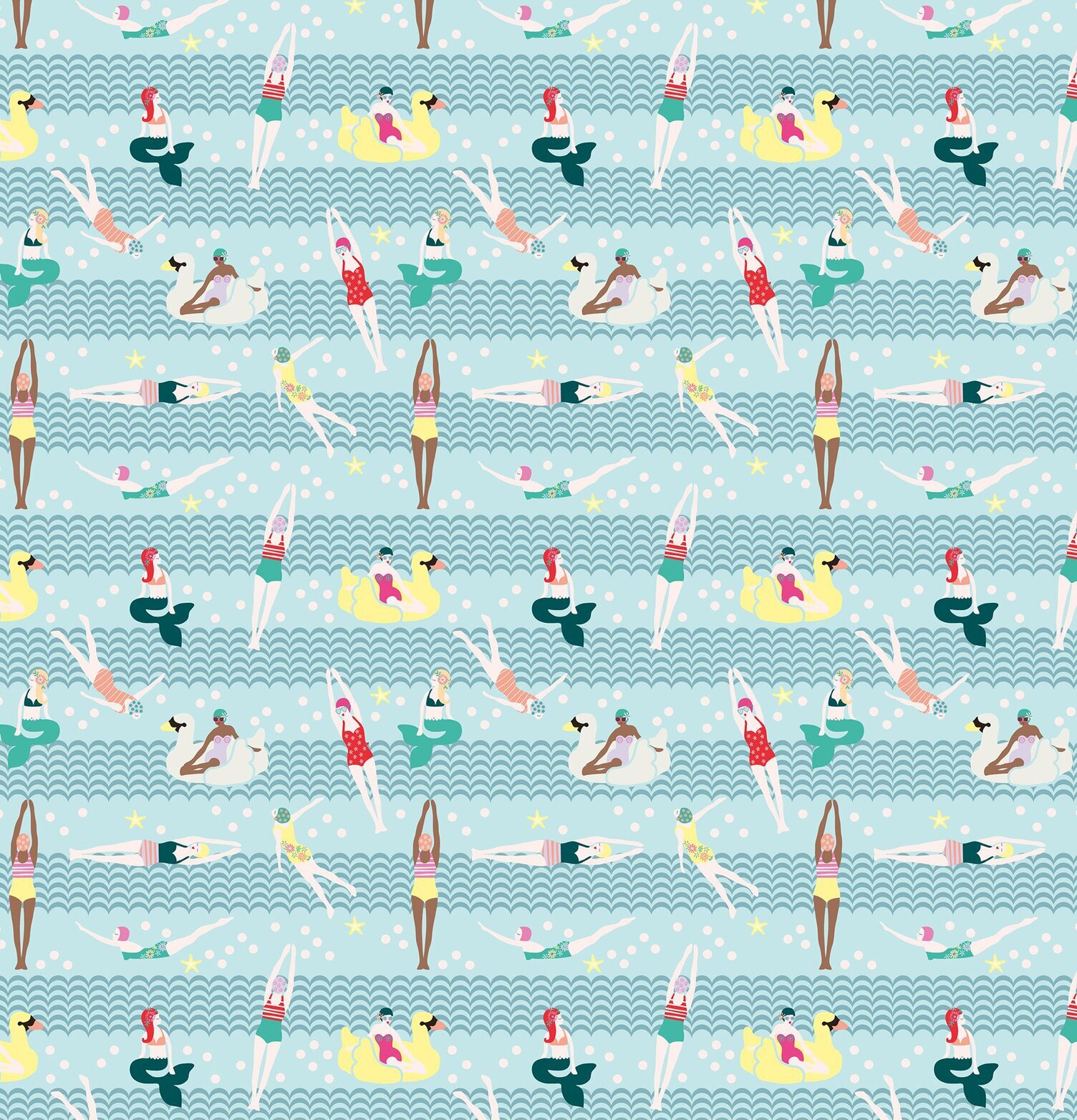 Tallrik Swimster Print från Rice med färgglatt badmotiv