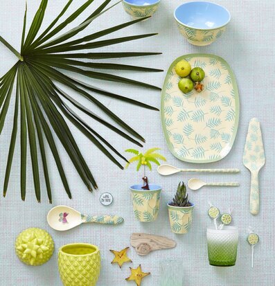 Tallrik Palm Leave Print från Rice med tropiskt mönster