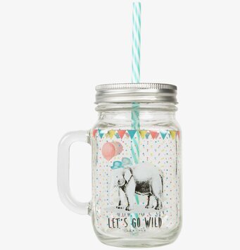 Glas Party Animals Elefant från Sass & Belle med sugrör