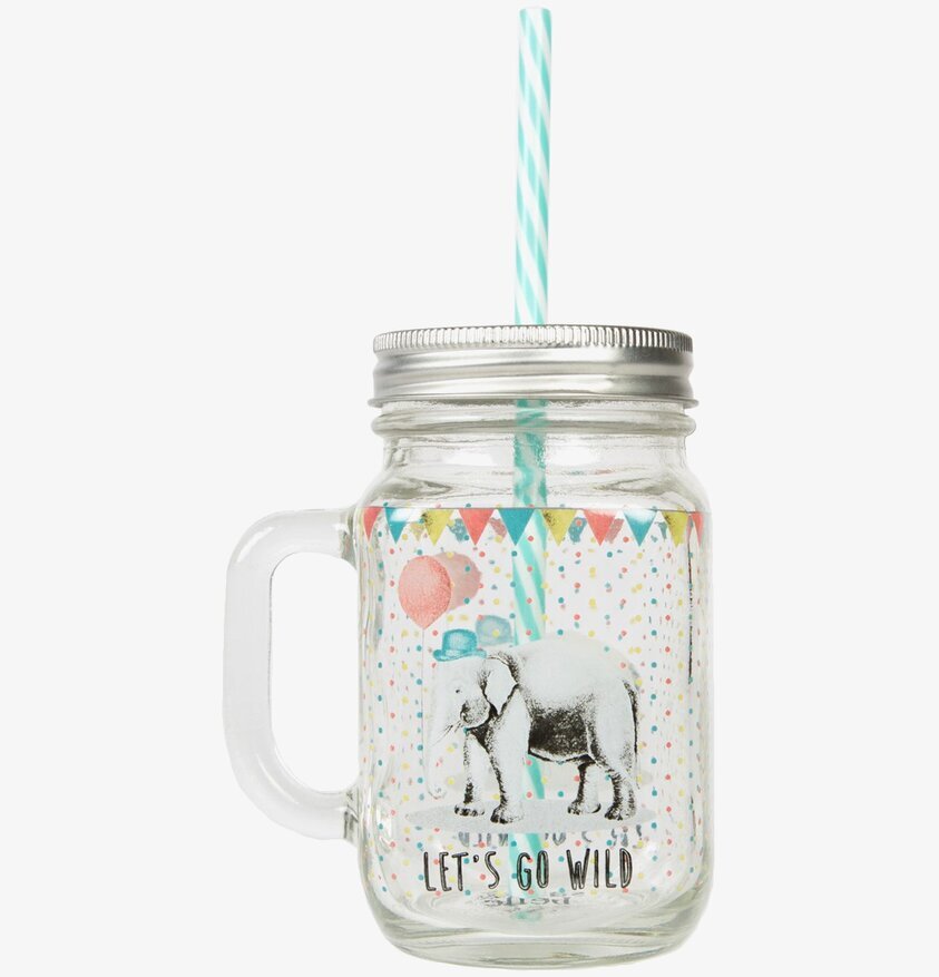 Glas Party Animals Elefant från Sass & Belle med sugrör