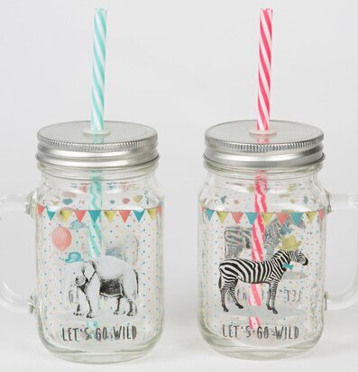 Glas Party Animals Zebra från Sass & Belle, två glasburkar