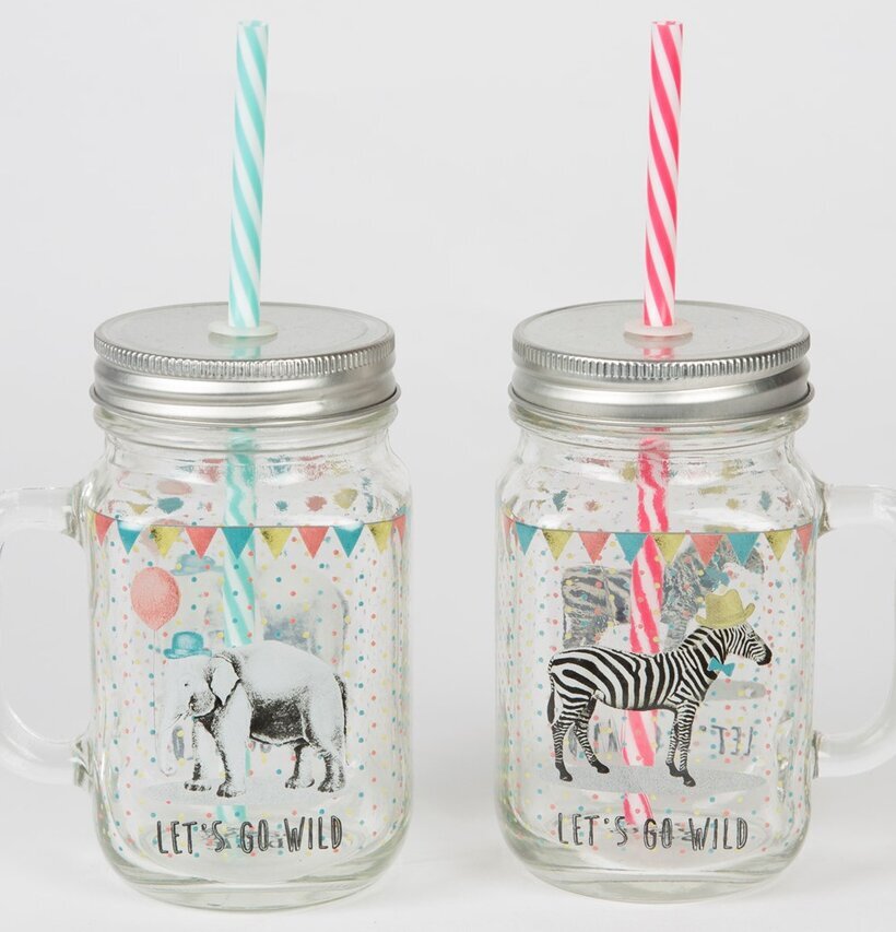 Glas Party Animals Zebra från Sass & Belle, två glasburkar