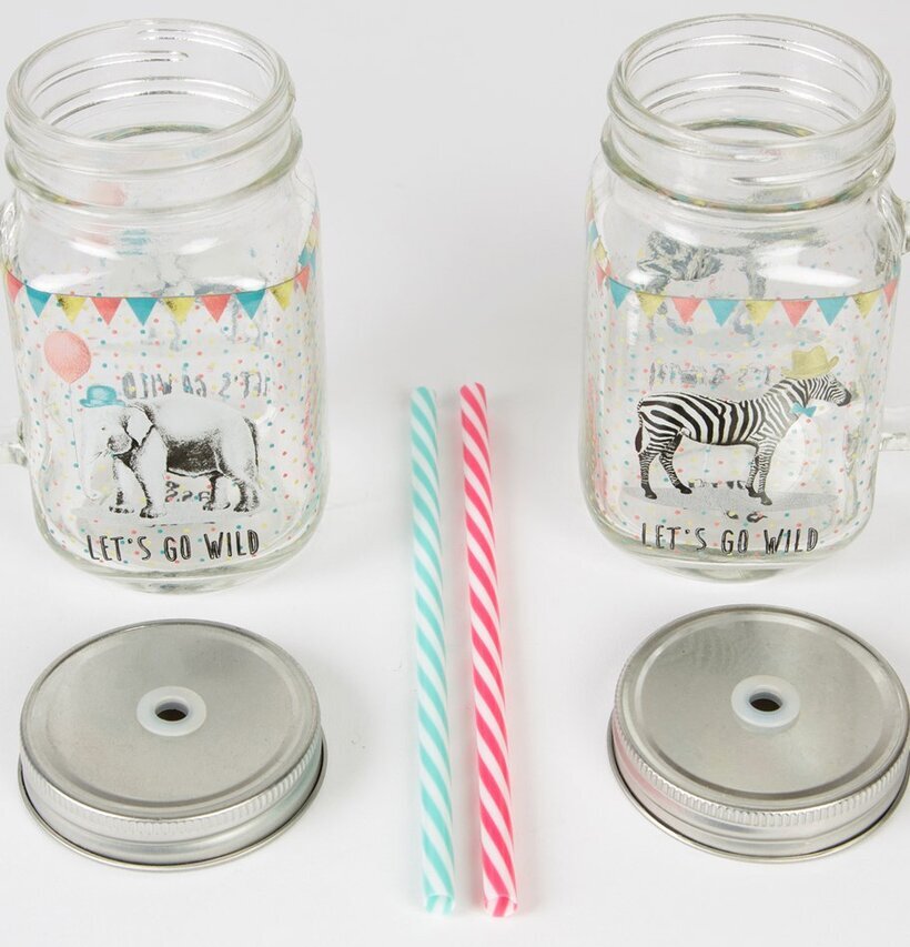 Glas Party Animals Zebra från Sass & Belle, två glasburkar