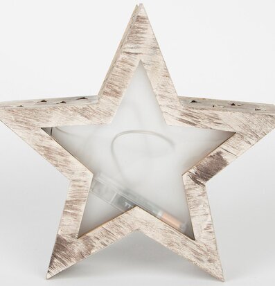 Stjärna LED från Sass & Belle i trä med vitkalkad finish