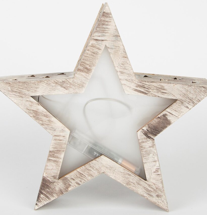 Stjärna LED från Sass & Belle i trä med vitkalkad finish