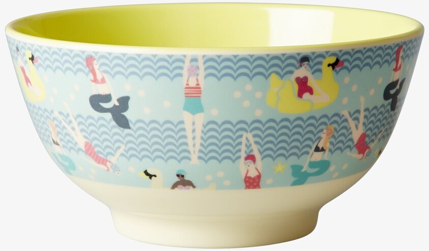 Skål Swimster Print från Rice med färgglada badklädesfigurer