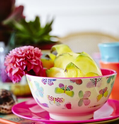 Skål Butterfly Print från Rice med färgglada fjärilar