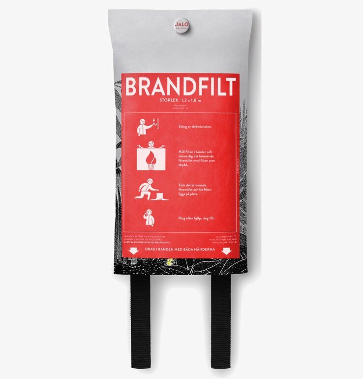 Brandfilt Mumin Nightfall från Jalo med dekorativ design