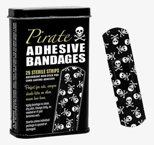 Burk med plåster Döskallar från Accoutrements, pirattema