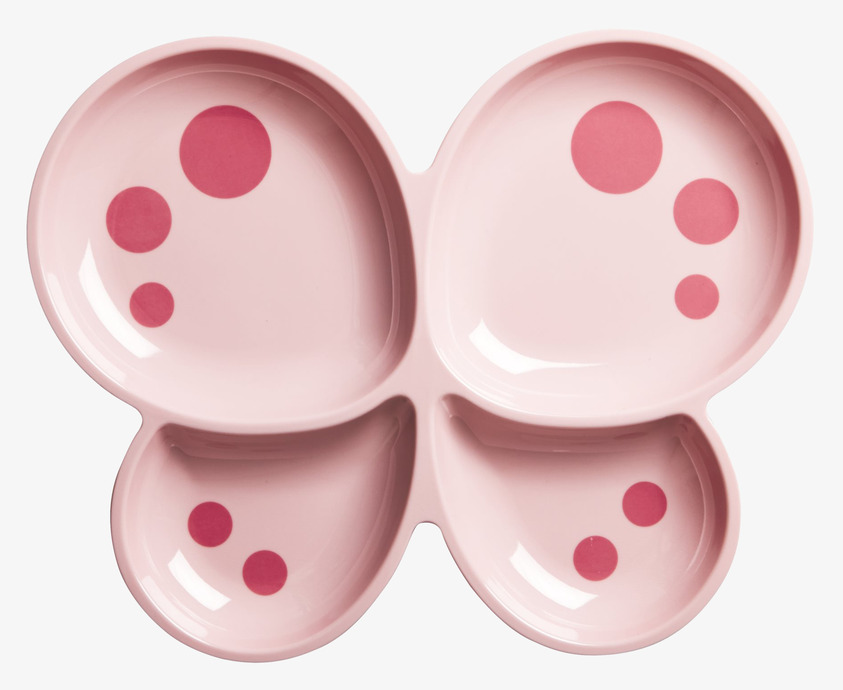 Barntallrik Fjäril från Rice med rosa fjärilsdesign