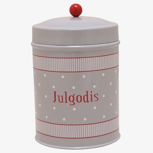 Förvaringsburk Julgodis Jana från Strömshaga i grått och rött