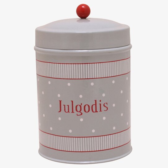 Förvaringsburk Julgodis Jana från Strömshaga i grått och rött