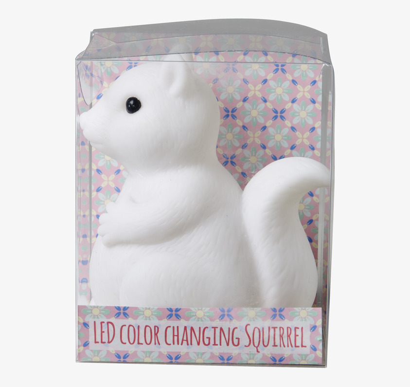 Nattlampa Squirrel LED från Rice i blommig förpackning
