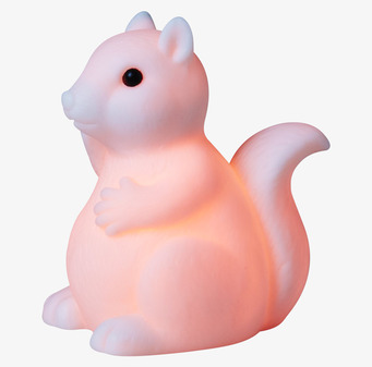 Nattlampa Squirrel LED från Rice, rosa ekorre med LED-ljus