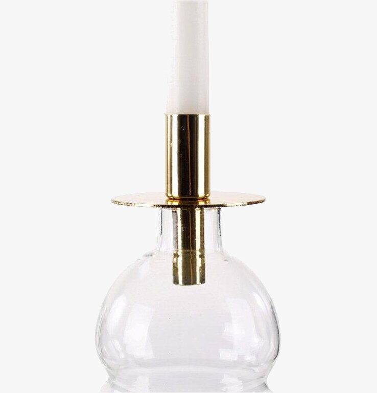 Ljusstake Flaska Mässing från Interstil i glas och mässing