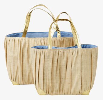 Raffia Väska - Gold Handles S från Rice mot vit bakgrund