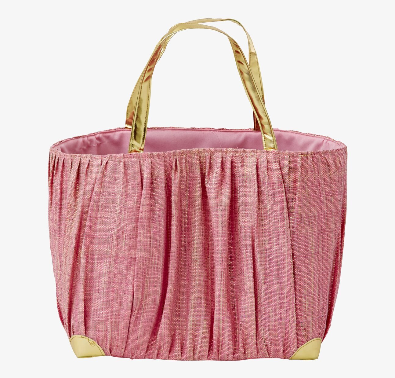 Raffia Väska - Gold Handles från Rice i rosa och guld