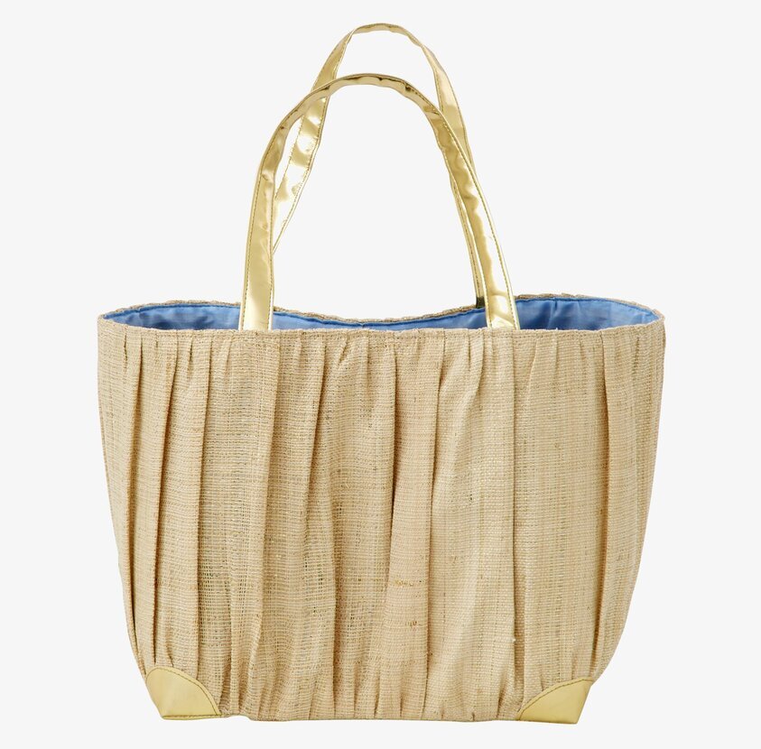 Raffia Väska - Gold Handles S från Rice med gyllene handtag