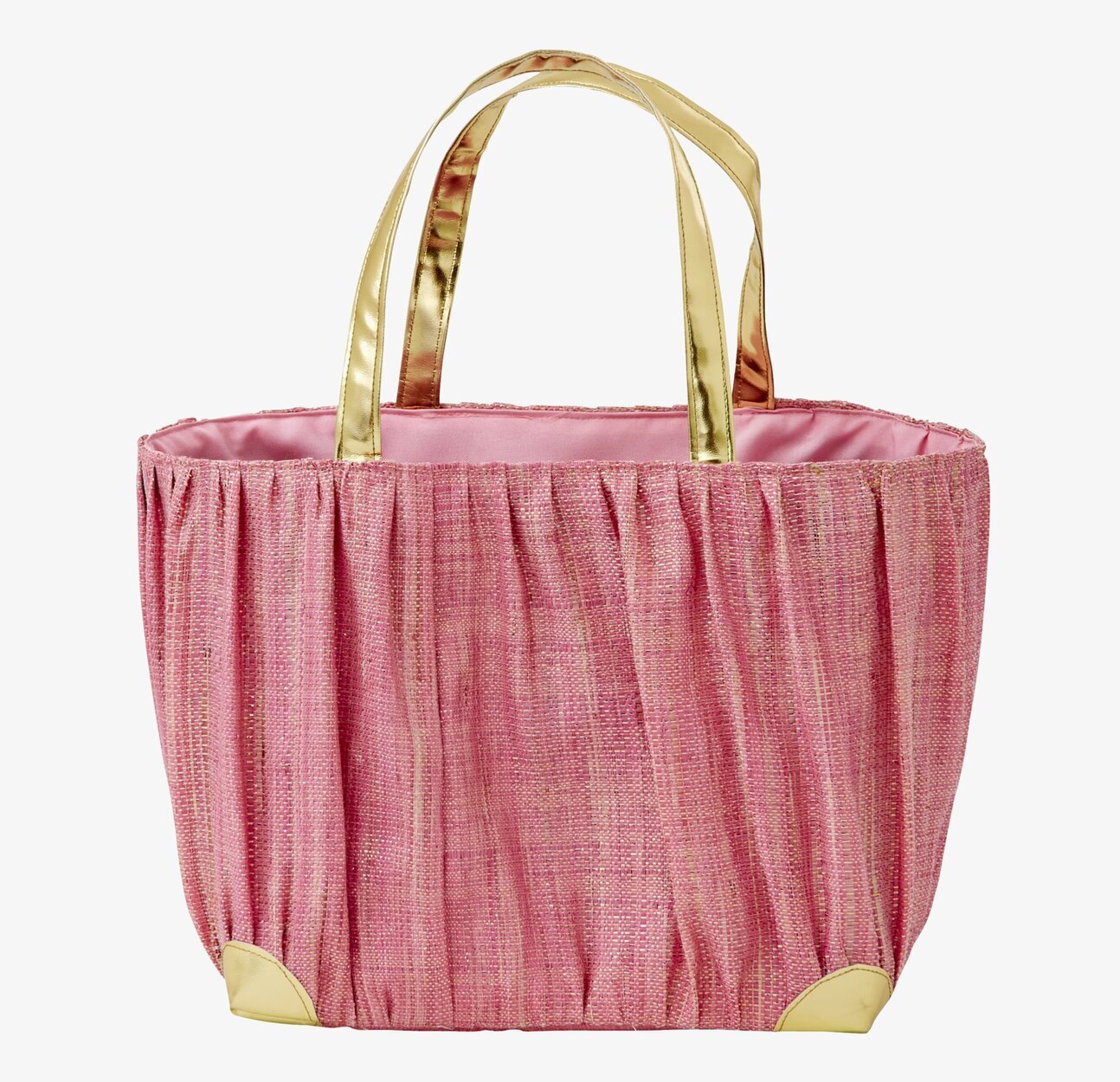 Raffia Väska - Gold Handles S från Rice i rosa och guld