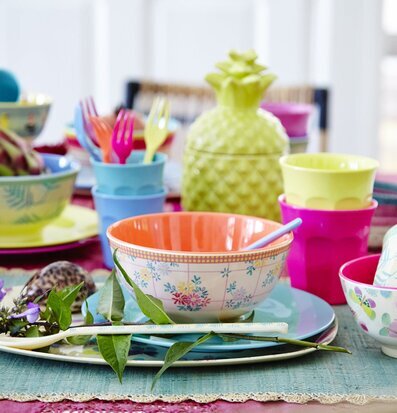 Liten Skål Butterfly Print från Rice i färgglad dukning