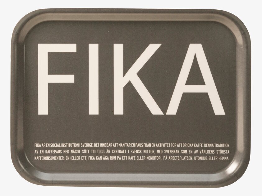 Bricka FIKA Grå från I Love Design med upphöjda kanter