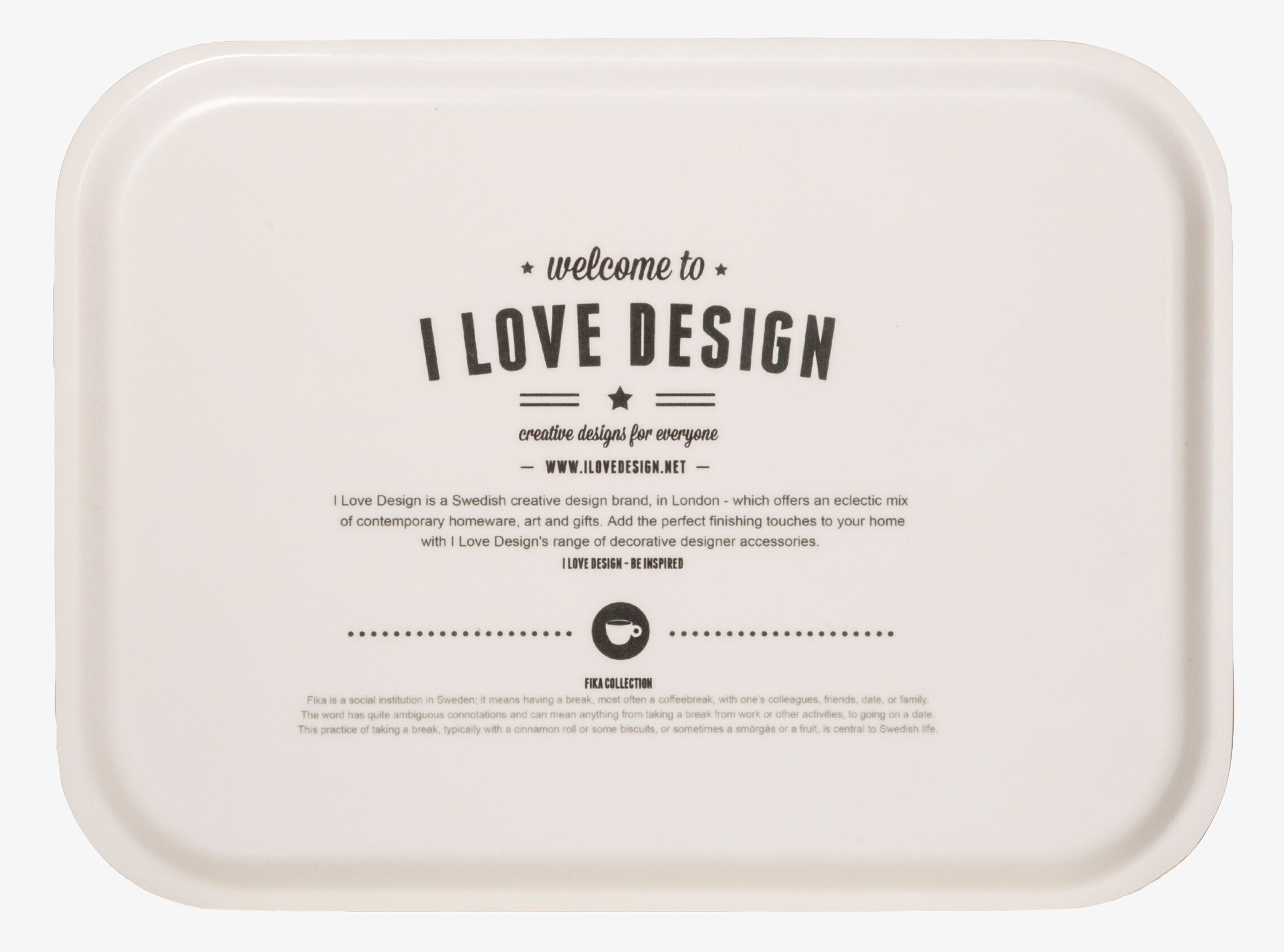 Bricka FIKA Grå från I Love Design med modern design