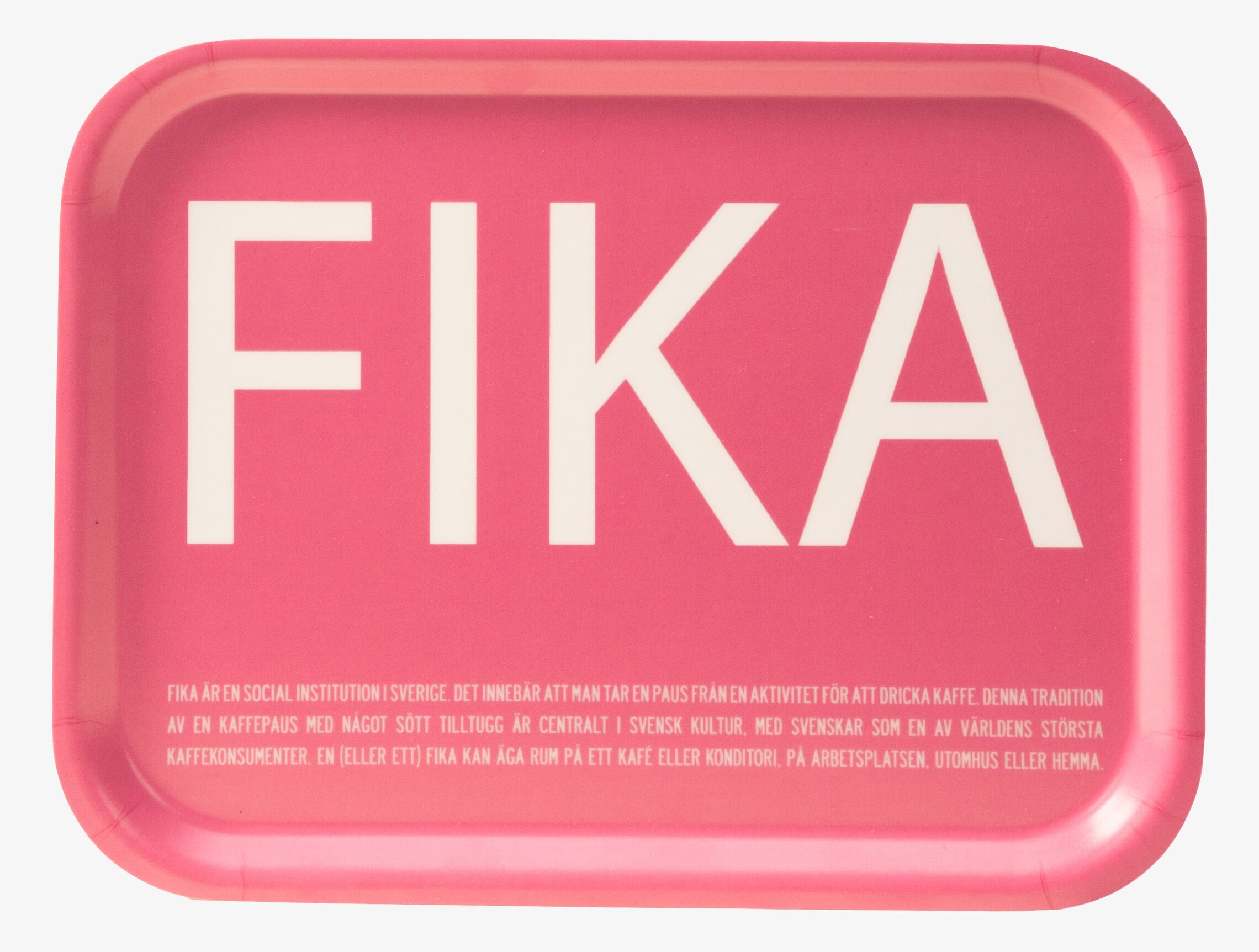 Bricka FIKA Rosa från I Love Design med rosa och vit design
